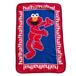 Vintage 90s Elmo thick Blanket Sesame Street Throw Ha! Ha! Ha! Red Blue 45" x30"